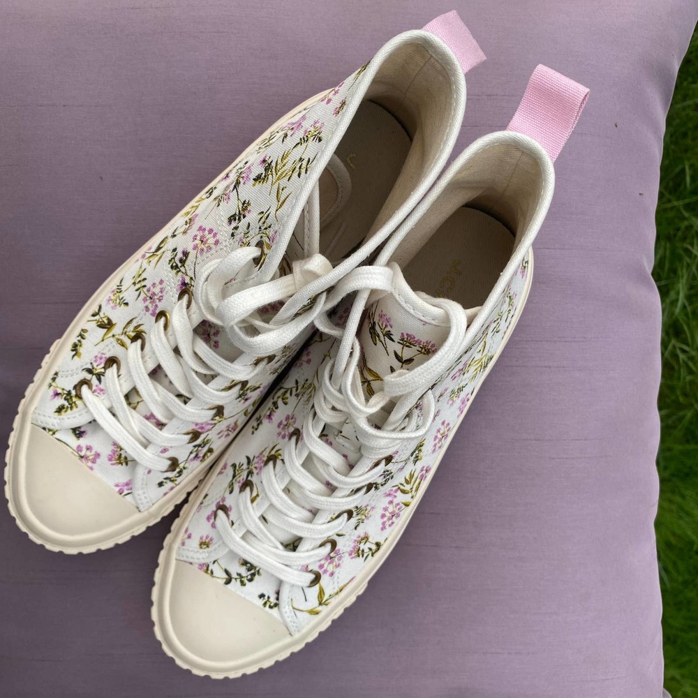 J. Crew Whisp Floral Hi Top Fashion Sneaker Shoe Women's size 7 BF748 - Picture 8 of 10